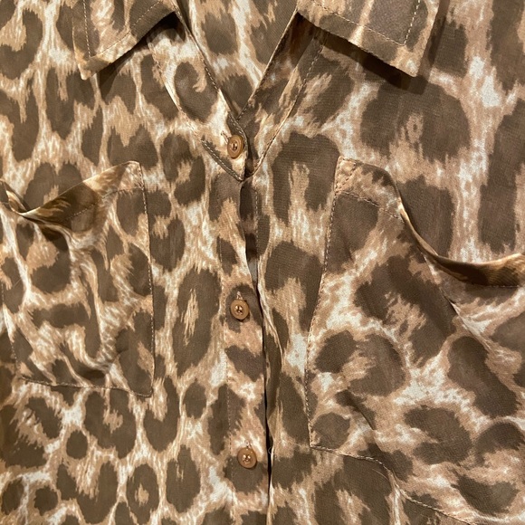 Free People Easy Rider Blouse Leopard Print - Picture 4 of 5